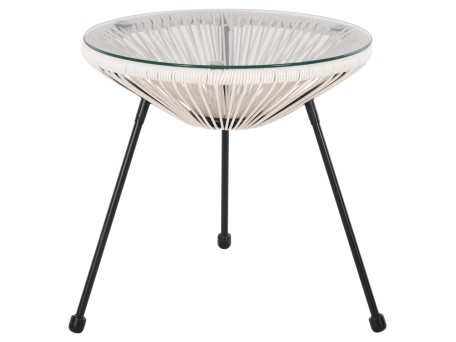 ΤΡΑΠΕΖΙ ΒΟΗΘΗΤΙΚΟ ALLEGRA HM5874.12 ΜΕΤΑΛΛΟ ΜΑΥΡΟ-ΣΥΝΘ. RATTAN ΛΕΥΚΟ Φ47x45Yεκ.