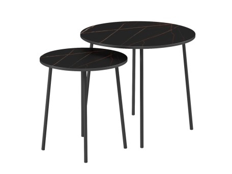 ΤΡΑΠΕΖΙΑ ΣΑΛΟΝΙΟΥ 2ΤΜΧ CUPPER HM9878.13 ΜΕΛΑΜΙΝΗ ΜΑΥΡΟ ΜΑΡΜΑΡΟ-ΜΑΥΡΟ ΜΕΤΑΛΛΟ