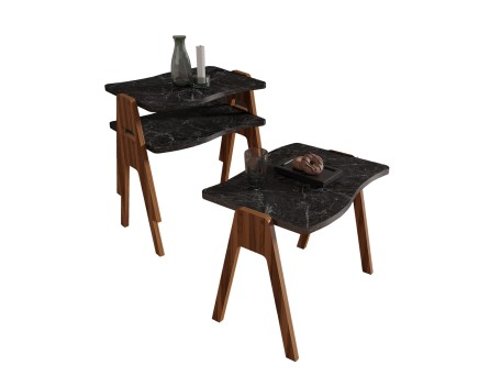 ΣΕΤ 3ΤΜΧ ΒΟΗΘ.ΤΡΑΠΕΖΑΚΙΑ ESSENT HM18175.02 ΜΕΛΑΜΙΝΗ ΣΕ ΚΑΡΥΔΙ-ΜΑΥΡΟ ΜΑΡΜΑΡΟ 45x35x40Yεκ.