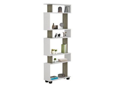 ΒΙΒΛΙΟΘΗΚΗ ΜΕΛΑΜΙΝΗΣ OWLOLIVE GREY ΛΕΥΚΟ 60x19,5x165Yεκ.HM8923.11