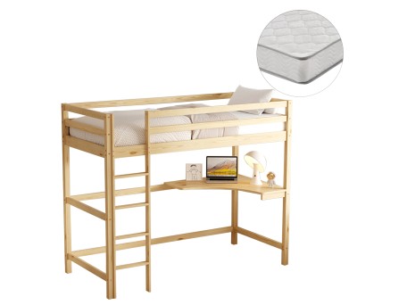 ΚΟΥΚΕΤΑ ΠΑΙΔΙΚΗ ΜΕ ΓΡΑΦΕΙΟ AKRON HM21311 ΞΥΛΟ ΠΕΥΚΟΥ ΦΥΣΙΚΟ--ME ΣΤΡΩΜΑ 90x190εκ