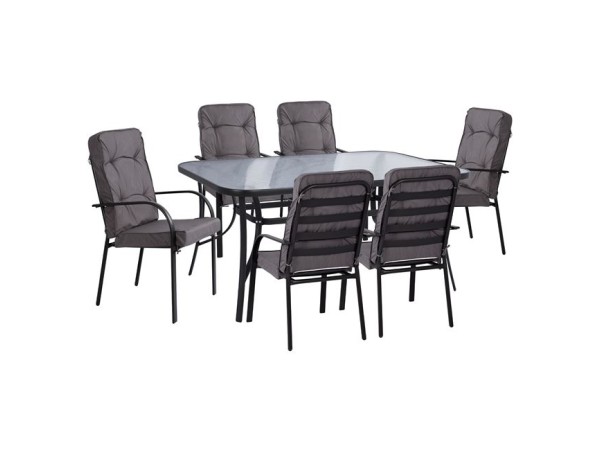 ΣΕΤ ΤΡΑΠΕΖΑΡΙΑΣ 7TMX ΜΕ ΤΡΑΠΕΖΙ 160Χ90Χ72Υεκ.ΚΑΙ 6 ΠΟΛΥΘΡΟΝΕΣ ΓΚΡΙ ΜΕΤΑΛΛΟ HM10564.01