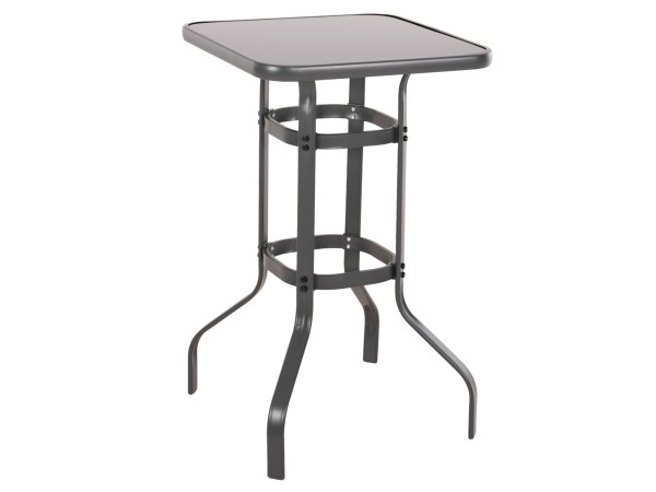 ΤΡΑΠΕΖΙ ΜΠΑΡ ΤΕΤΡΑΓΩΝΟ FIGGY HM6066.01 ΜΕΤΑΛΛΙΚΟ ΓΚΡΙ-ΓΥΑΛΙ ΑΣΦΑΛΕΙΑΣ 60x60x100Υεκ