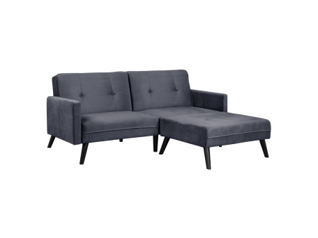 ΚΑΝΑΠΕΣ ΓΩΝΙΑ ΚΡΕΒΑΤΙ HM3151.01 LIVIA ΒΕΛΟΥΔΟ ΓΚΡΙ ΜΕ ΥΠΟΠΟΔΙΟ 211X158X83Y εκ.