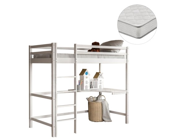 ΚΟΥΚΕΤΑ ΠΑΙΔΙΚΗ ΜΕ ΓΡΑΦΕΙΟ AKRON HM21311.01 ΞΥΛΟ ΠΕΥΚΟΥ ΛΕΥΚΟ--ME ΣΤΡΩΜΑ 90x190εκ