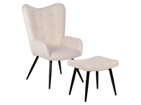 ΠΟΛΥΘΡΟΝΑ ΜΠΕΡΖΕΡΑ CRAWLEY ΜΕ ΥΠΟΠΟΔΙΟ HM8918.25 ΥΦΑΣΜΑ ΜΠΟΥΚΛΕ ΛΕΥΚΟ 70x74x105Y εκ.