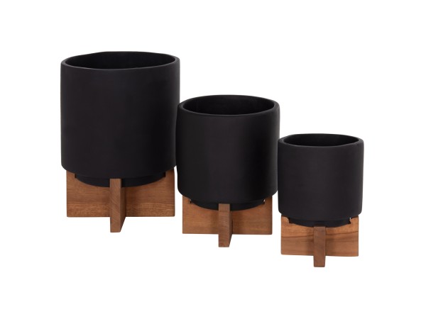 ΣΕΤ 3 ΓΛΑΣΤΡΕΣ ΜΕ TEAK ΒΑΣΕΙΣ TANTI HM4685.01 FIBER CEMENT ΣΕ ΜΑΥΡΟ ΧΡΩΜΑ