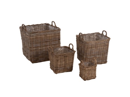 ΣΕΤ ΔΙΑΚΟΣΜΗΤΙΚΑ ΚΑΛΑΘΙΑ KATER HM9657 4ΤΜΧ ΑΠΟ KUBU RATTAN ΣΕ ΓΚΡΙ 52x52x50-57Υεκ.