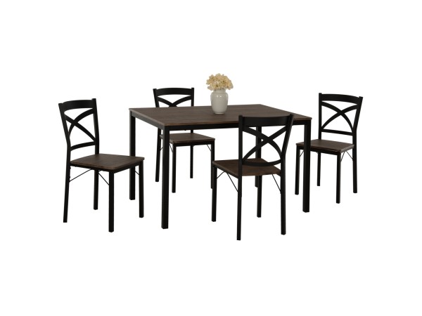 ΣΕΤ ΤΡΑΠΕΖΑΡΙΑΣ GOOSE 5ΤΜΧ HM9530.01 MDF ΚΑΡΥΔΙ-ΜΕΤΑΛΛΟ ΜΑΥΡΟ 120x80x75Yεκ.