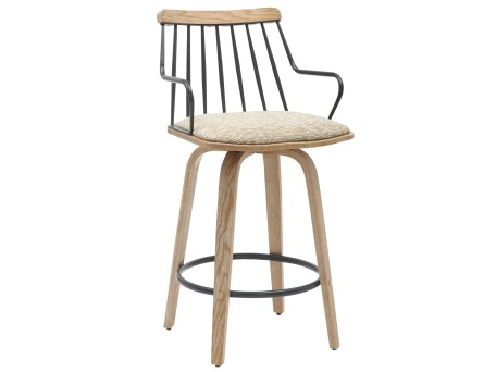 ΣΚΑΜΠΟ ΜΠΑΡ JUDI HM9985.01 WHITE WASH Κ.Π.-ΜΑΥΡΟ ΜΕΤΑΛΛΟ-ΜΠΕΖ ΥΦΑΣΜΑ 48x52x92Υεκ