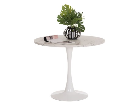 ΤΡΑΠΕΖΙ ΤΡΑΠΕΖΑΡΙΑΣ ROLLO HM9421.11 ΣΤΡΟΓΓΥΛΟ WHITE MARBLE Φ90x74Υεκ.