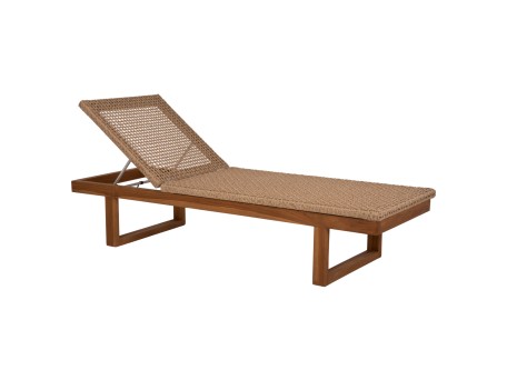 ΞΑΠΛΩΣΤΡΑ PATRON HM5993 TEAK ΞΥΛΟ ΚΑΙ ΣΧΟΙΝΙ VIRO ΣΕ ΠΛΕΞΗ WICKER 191x65x86Yεκ.