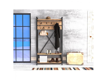ΕΠΙΠΛΟ ΕΙΣΟΔΟΥ HM8943.01 NATURAL WOOD & ΜΑΥΡΟ  90x34x180 εκ.