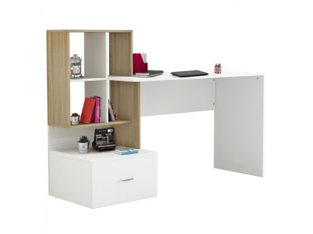 ΓΡΑΦΕΙΟ ΜΕΛΑΜΙΝΗΣ ΜΕ ΒΙΒΛΙΟΘΗΚΗ SYNDYA HM8993.02 ΛΕΥΚΟ SONAMA 149x48x105Y εκ.