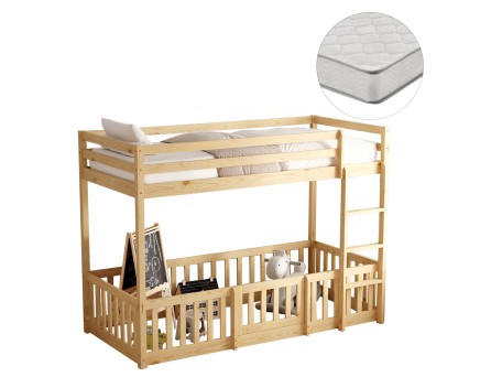 ΚΟΥΚΕΤΑ ΠΑΙΔΙΚΗ ΜΕ ΠΑΡΚΑΚΙ PLAYKID HM21312 ΞΥΛΟ ΠΕΥΚΟΥ ΦΥΣΙΚΟ--ME ΣΤΡΩΜΑ 90x190εκ