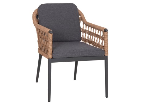 ΠΟΛΥΘΡΟΝΑ BOXER HM6556.01 ΑΛΟΥΜΙΝΙΟ & ΜΑΞΙΛΑΡΙΑ ΓΚΡΙ-TWIST WICKER 61x59x78,5Yεκ