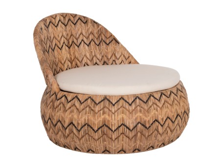 ΠΟΛΥΘΡΟΝΑ ΣΤΡΟΓΓΥΛΗ LADLON HM5992 RATTAN ΦΥΣΙΚΟ-ΕΚΡΟΥ ΜΑΞΙΛΑΡΙ 97x97x76Υεκ.