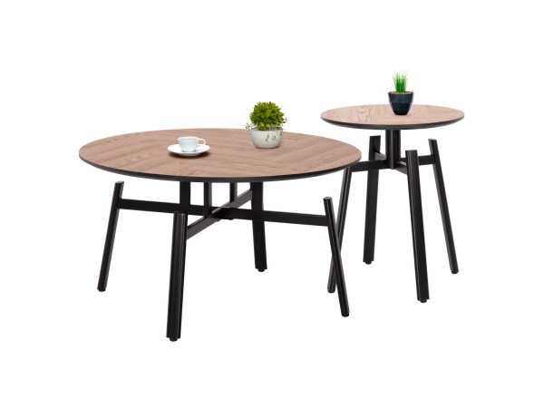 ΣΕΤ 2ΤΜΧ ΤΡΑΠΕΖΙΑ ΣΑΛΟΝΙΟΥ NORTON HM21088 MDF-ΜΕΤΑΛΛΟ Φ80εκ & Φ45εκ