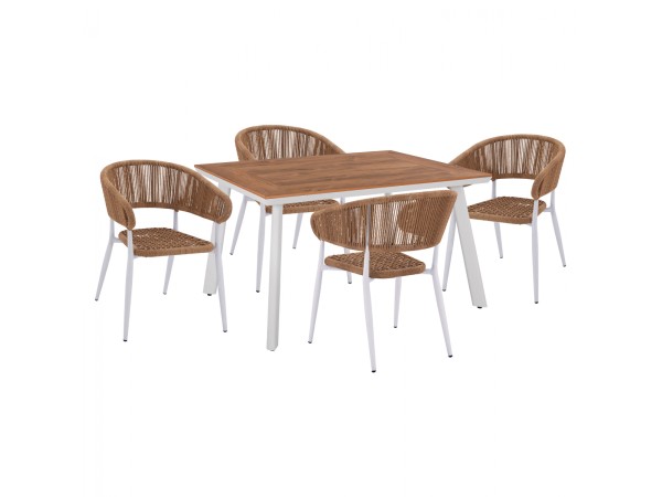 ΣΕΤ ΤΡΑΠΕΖΑΡΙΑ 5ΤΜΧ ΜΕ ΤΡΑΠΕΖΙ POLYWOOD 120Χ80 & ΠΟΛΥΘΡΟΝΕΣ ΛΕΥΚΕΣ HM11428