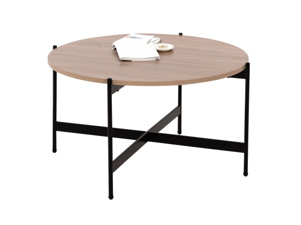 ΤΡΑΠΕΖΙ ΣΑΛΟΝΙΟΥ HM9588.03 MDF ΣΟΝΑΜΑ-ΜΑΥΡΗ ΜΕΤΑΛΛΙΚΗ ΒΑΣΗ Φ80x45Υεκ.