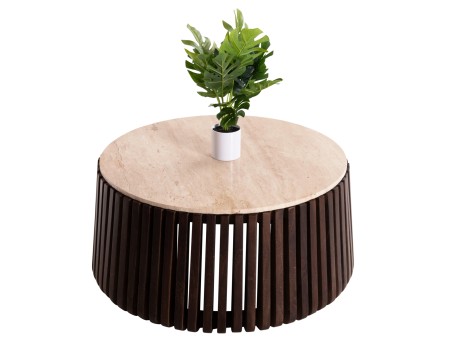 ΤΡΑΠΕΖΙ ΣΑΛΟΝΙΟΥ KREST HM9712 ΜΑΣΙΦ ΞΥΛΟ ΑΚΑΚΙΑΣ ΣΕ ΚΑΦΕ-ΤΡΑΒΕΡΤΙΝA Φ90x40Υεκ.