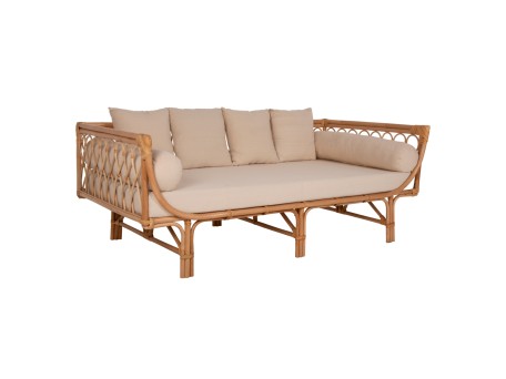 ΚΑΝΑΠΕΣ-ΚΡΕΒΑΤΙ ΕΞ. ΧΩΡΟΥ ALIKI HM9658 RATTAΝ ΦΥΣΙΚΟ-ΜΠΕΖ ΜΑΞΙΛΑΡΙΑ 200x100x86Yεκ.