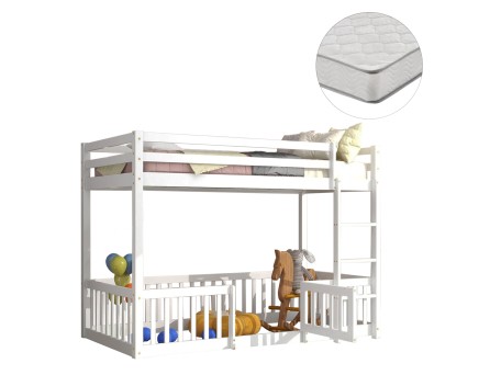 ΚΟΥΚΕΤΑ ΠΑΙΔΙΚΗ ΜΕ ΠΑΡΚΑΚΙ PLAYKID HM21312.01 ΞΥΛΟ ΠΕΥΚΟΥ ΛΕΥΚΟ--ME ΣΤΡΩΜΑ 90x190εκ