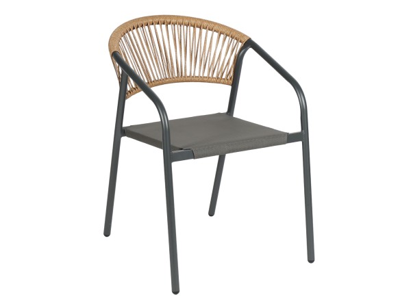 ΠΟΛΥΘΡΟΝΑ HOMAN HM6430.01 ΓΚΡΙ ΜΕΤΑΛΛΟ & TEXTILENE--ΜΠΕΖ P.E.RATTAN 53,5x62x75Υεκ