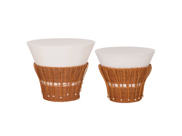 ΣΕΤ 2ΤΜΧ ΒΟΗΘΗΤΙΚΑ ΤΡΑΠΕΖΙΑ PERRAL HM21138.02 FIBER CEMENT ΛΕΥΚΟ-ΦΥΣΙΚΟ RATTAN
