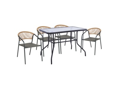 ΣΕΤ ΤΡΑΠΕΖΑΡΙΑΣ 5ΤΜΧ ADAM HM10727.01 ΚΑΡΕΚΛΕΣ ΜΕΤΑΛΛΙΚΕΣ & ΤΡΑΠΕΖΙ 110x60εκ ΓΚΡΙ