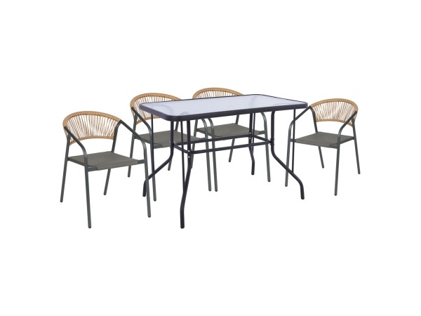 ΣΕΤ ΤΡΑΠΕΖΑΡΙΑΣ 5ΤΜΧ ADAM HM10727.01 ΚΑΡΕΚΛΕΣ ΜΕΤΑΛΛΙΚΕΣ & ΤΡΑΠΕΖΙ 110x60εκ ΓΚΡΙ