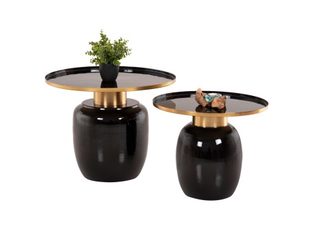 ΒΟΗΘΗΤΙΚΑ ΤΡΑΠΕΖΑΚΙΑ 2ΤΜΧ FRYNX HM9662 ΜΕΤΑΛΛΟ ΜΑΥΡΟ&ΧΡΥΣΟ Φ60 & Φ50,5 εκ.