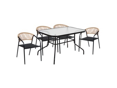 ΣΕΤ ΤΡΑΠΕΖΑΡΙΑΣ 5ΤΜΧ ADAM HM10727.03 ΚΑΡΕΚΛΕΣ ΜΕΤΑΛΛΙΚΕΣ & ΤΡΑΠΕΖΙ 120x70εκ ΜΑΥΡΟ