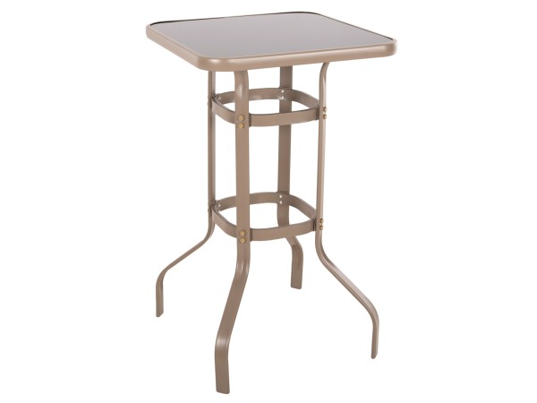 ΤΡΑΠΕΖΙ ΜΠΑΡ ΤΕΤΡΑΓΩΝΟ FIGGY HM6066.04 ΜΕΤΑΛΛΙΚΟ ΣΑΜΠΑΝΙ-ΓΥΑΛΙ ΑΣΦΑΛΕΙΑΣ 60x60x100Υεκ