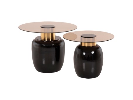 ΒΟΗΘΗΤΙΚΑ ΤΡΑΠΕΖΑΚΙΑ 2ΤΜΧ FRYN HM9663 ΜΕΤΑΛΛΟ ΣΕ ΚΑΦΕ&ΧΡΥΣΟ-ΓΥΑΛΙ Φ60 & Φ50 εκ.