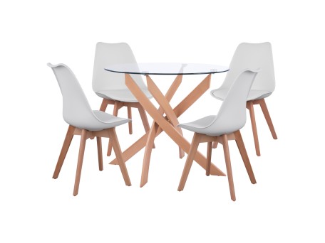 ΣΕΤ ΤΡΑΠΕΖΑΡΙΑΣ 5ΤΜΧ ΤΡΑΠΕΖΙ Φ90X74 & 4 ΚΑΡΕΚΛΕΣ VEGAS ΛΕΥΚΕΣ HM11693.01