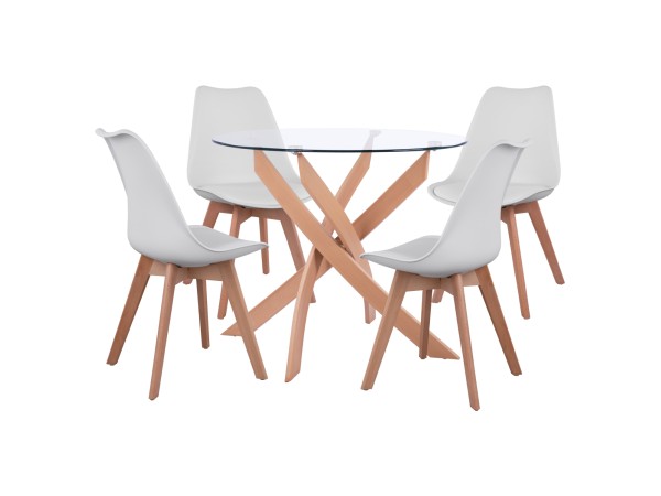 ΣΕΤ ΤΡΑΠΕΖΑΡΙΑΣ 5ΤΜΧ ΤΡΑΠΕΖΙ Φ90X74 & 4 ΚΑΡΕΚΛΕΣ VEGAS ΛΕΥΚΕΣ HM11693.01