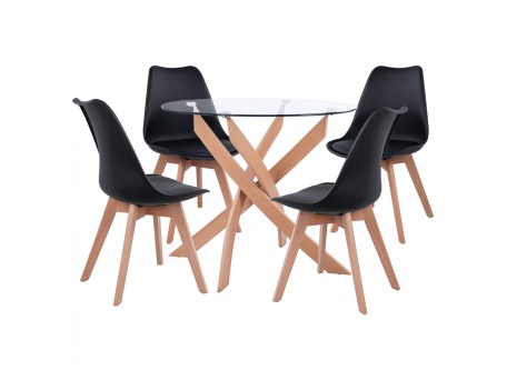 ΣΕΤ ΤΡΑΠΕΖΑΡΙΑΣ 5ΤΜΧ ΤΡΑΠΕΖΙ Φ90X74 & 4 ΚΑΡΕΚΛΕΣ VEGAS ΜΑΥΡΕΣ HM11693.02