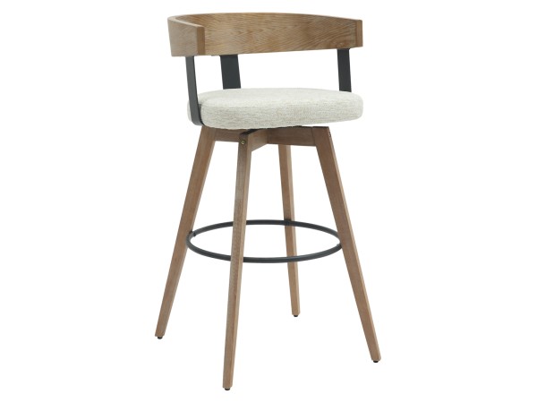 ΣΚΑΜΠΟ ΜΠΑΡ ΠΕΡΙΣΤΡΕΦΟΜΕΝΟ LANI HM9988.01 ΠΟΔΙΑ ΟΞΙΑΣ-ΕΚΡΟΥ ΥΦΑΣΜΑ 52,5x50.5x88Υεκ.