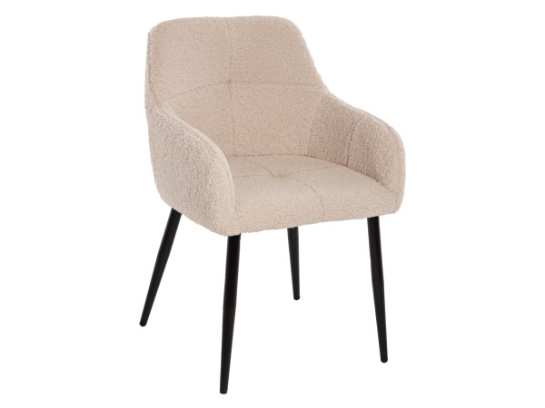 ΠΟΛΥΘΡΟΝΑ SHELLY HM8591.02 ΥΦΑΣΜΑ TEDDY ΛΕΥΚΟ-ΜΑΥΡΑ ΜΕΤΑΛΛΙΚΑ ΠΟΔΙΑ 57x55x87Yεκ.