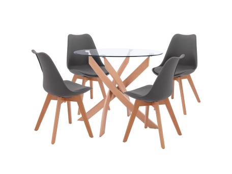 ΣΕΤ ΤΡΑΠΕΖΑΡΙΑΣ 5ΤΜΧ ΤΡΑΠΕΖΙ Φ90X74 & 4 ΚΑΡΕΚΛΕΣ VEGAS ΓΚΡΙ HM11693.10