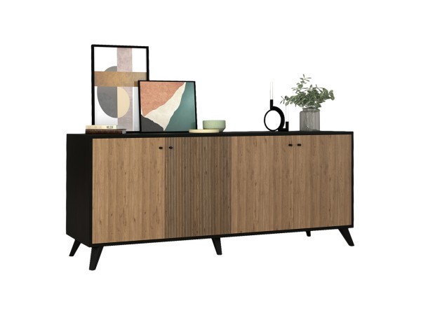 ΜΠΟΥΦΕΣ ΜΕΛΑΜΙΝΗΣ KRUDEN HM9446.11 ΜΑΥΡΟ-ΦΥΣΙΚΟ 180x40x78.6Υεκ.