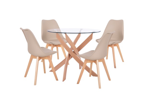 ΣΕΤ ΤΡΑΠΕΖΑΡΙΑΣ 5ΤΜΧ ΤΡΑΠΕΖΙ Φ90X74 & 4 ΚΑΡΕΚΛΕΣ VEGAS ΚΑΠΟΥΤΣΙΝΟ HM11693.25