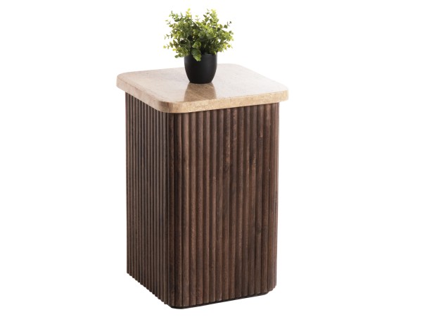 ΒΟΗΘΗΤΙΚΟ ΤΡΑΠΕΖΑΚΙ ΤΕΤΡΑΓΩΝΟ GLADYS HM9713 ΜΑΣΙΦ MANGO-ΤΡΑΒΕΡΤΙΝΑ 40x40x60Υεκ.