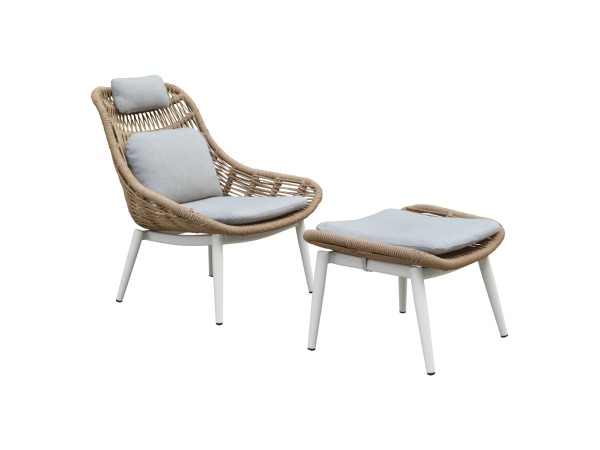 ΠΟΛΥΘΡΟΝΑ LOUNGE ΜΕ ΥΠΟΠΟΔΙΟ REMVAZZO HM6561.02 ΑΛΟΥΜΙΝΙΟ ΜΠΕΖ--WICKER 89x94x98Υεκ