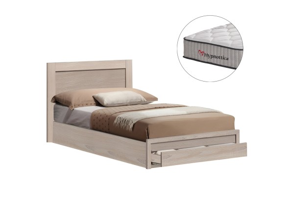 ΚΡΕΒΑΤΙ ΜΟΝΟ ΜΕ ΣΥΡΤΑΡΙ & ΣΤΡΩΜΑ MELANY HM10756.03 ΜΕΛΑΜΙΝΗ SONAMA--ΓΙΑ 90x190εκ