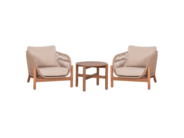 LOUNGE ΣΕΤ SANJI HM21214 ΤΡΑΠΕΖΙ & 2 ΠΟΛΥΘΡΟΝΕΣ--ΞΥΛΟ ΑΚΑΚΙΑΣ-ΑΛΟΥΜΙΝΙΟ-ΣΧΟΙΝΙ