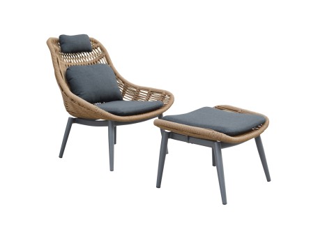 ΠΟΛΥΘΡΟΝΑ LOUNGE ΜΕ ΥΠΟΠΟΔΙΟ REMVAZZO HM6561.01 ΑΛΟΥΜΙΝΙΟ ΓΚΡΙ--WICKER 89x94x98Υεκ
