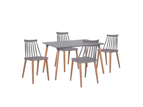 ΣΕΤ ΤΡΑΠΕΖΑΡΙΑΣ 5 ΤΜΧ ΤΡΑΠΕΖΙ MINIMAL ΜΕ ΚΑΡΕΚΛΕΣ VANESSA ΓΚΡΙ HM11327.10 120x80x73 cm