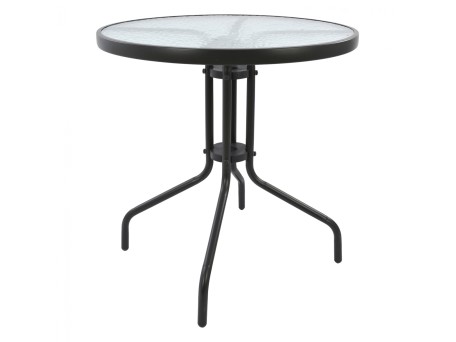 ΤΡΑΠΕΖΙ LIMA Φ70Χ70Υεκ.ΜΕΤΑΛΛΙΚΟ ΓΚΡΙ ΜΕ ΓΥΑΛΙΝΗ ΕΠΙΦΑΝΕΙΑ HM5146.01